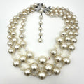 Japan vintage 3 multi strand lucite faux pearls AB beaded graduated necklace