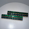 Vintage gold tone emerald green blue square rhinestones geometric bar brooch