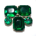 1930s 1940s antique Art Deco gold emerald green rhinestones dress fur clip