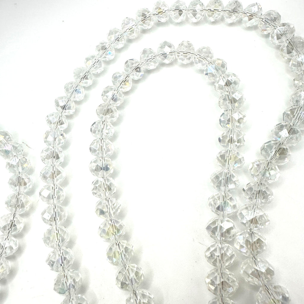 Shay Lowe clear faceted crystal glass beads beaded extra long 61” necklace