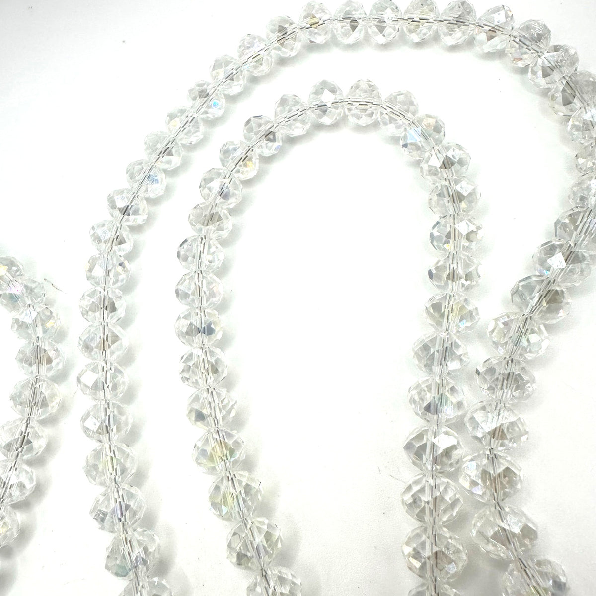 Shay Lowe clear faceted crystal glass beads beaded extra long 61” necklace