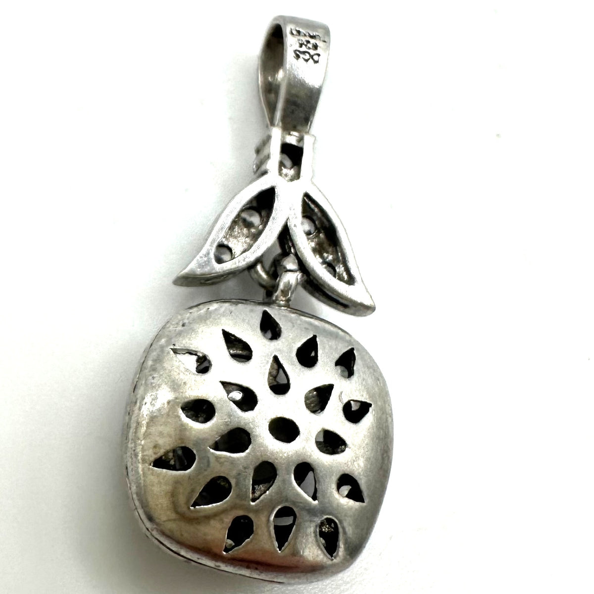 DGS Turkey 925 sterling silver clear cubic zirconia CZs leaf drop pendant