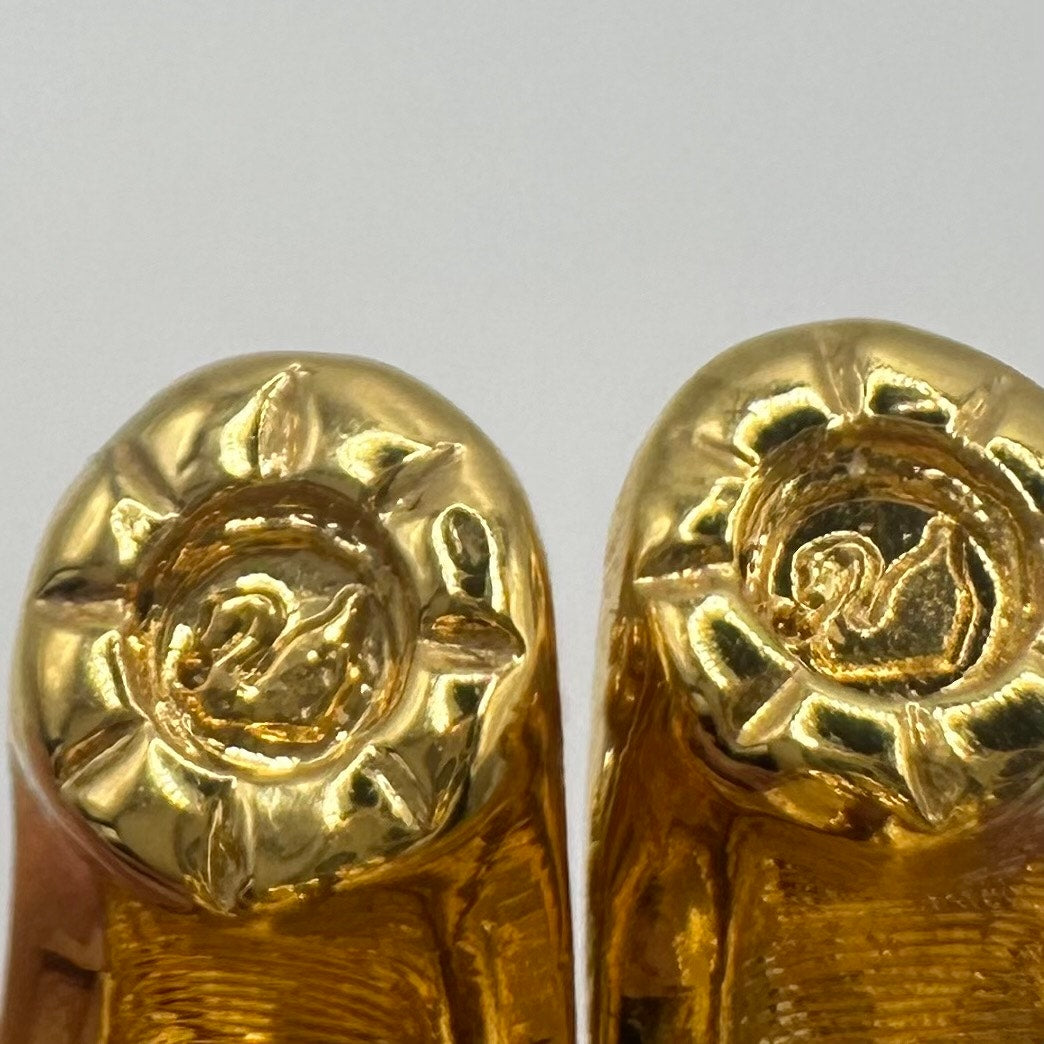 Swarovski Swan vintage gold plated crystals enamel half hoops clip on earrings
