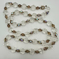 Vintage peach aurora borealis AB glass clear lucite beads beaded 32" necklace