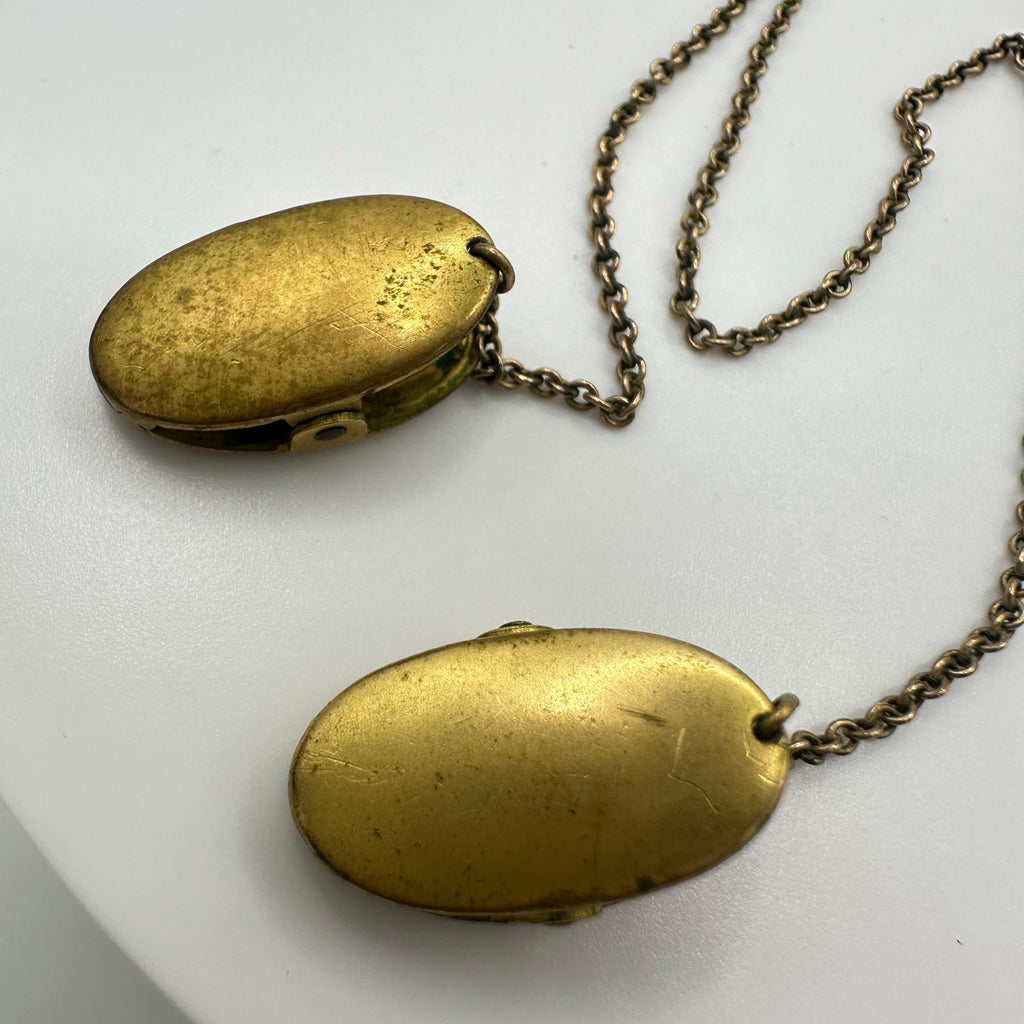 Ballou antique Victorian gold gilt 10” vest cloak chain with clips watch holder