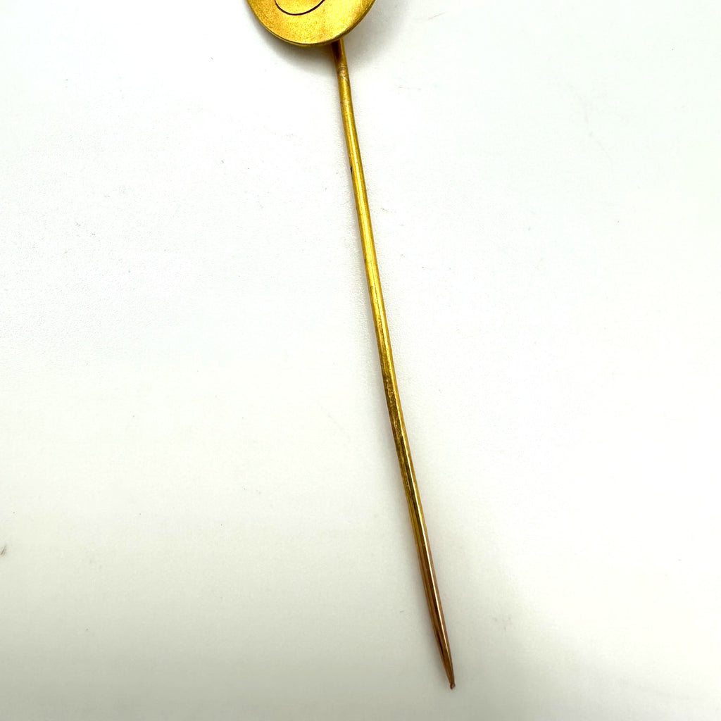 Antique Victorian solid 10kt yellow gold etched “K” initial stick pin brooch