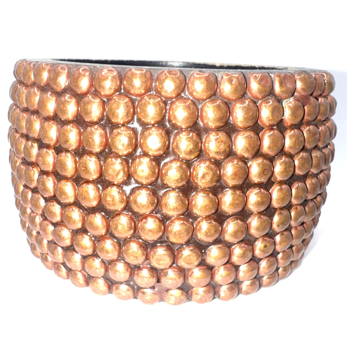Massive solid brown wooden copper studded statement chunky bangle bracelet
