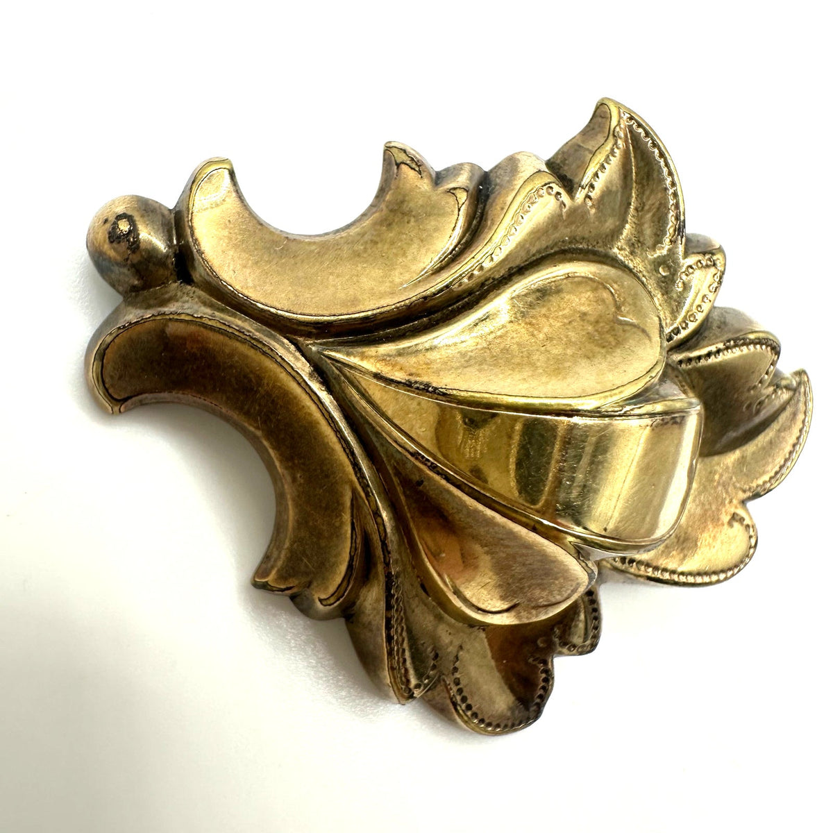 Antique Victorian 1800s gold filled 3D embossed leaves brooch pin 4.88 grams