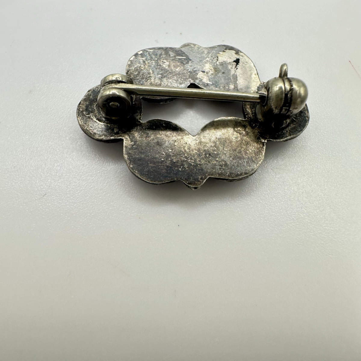 Zuni Native American sterling silver petit point turquoise dainty brooch pin