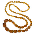Antique Art Deco topaz yellow orange Czech glass beaded graduated 35" necklace