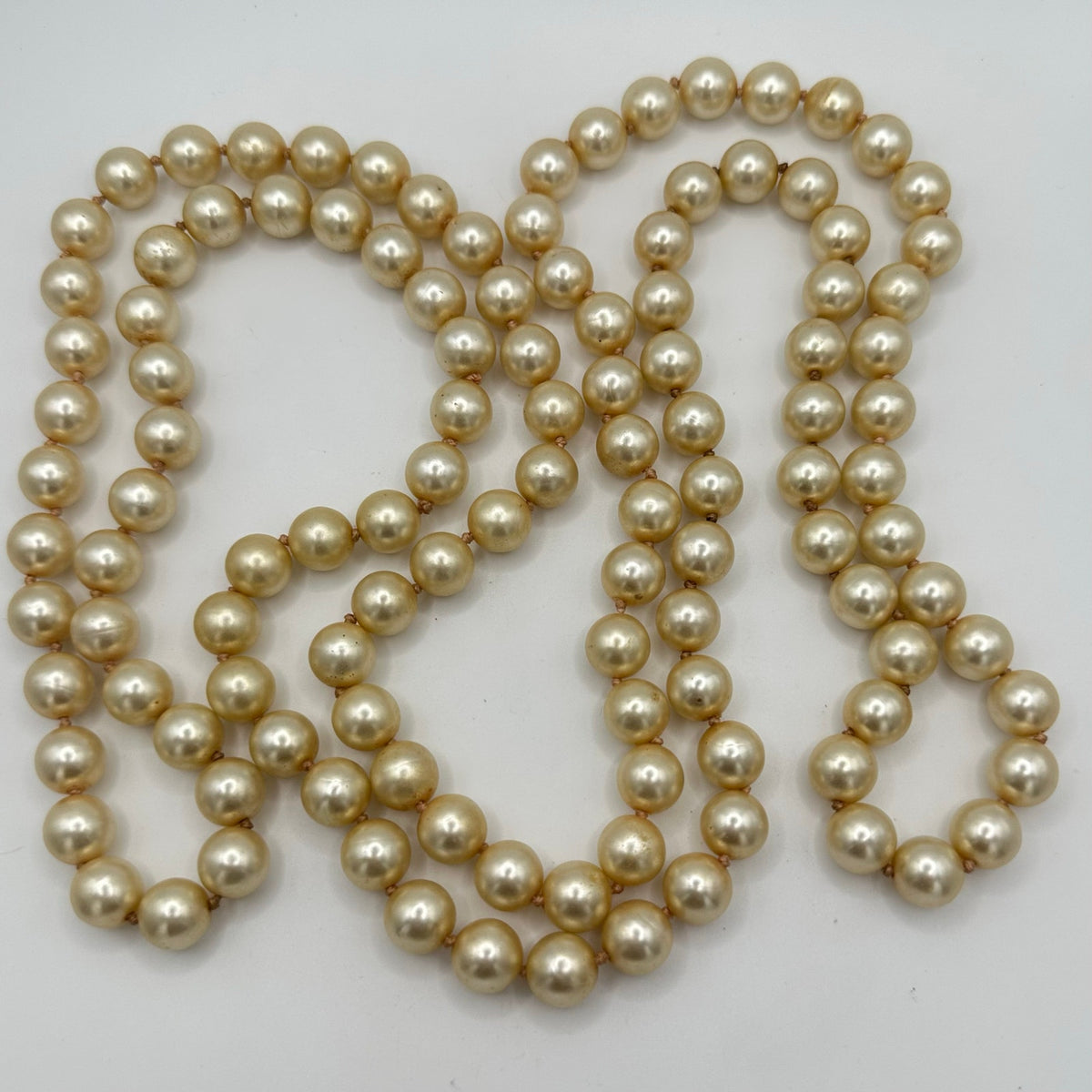 Vintage antique high quality plastic faux pearls extra long 60” beaded necklace