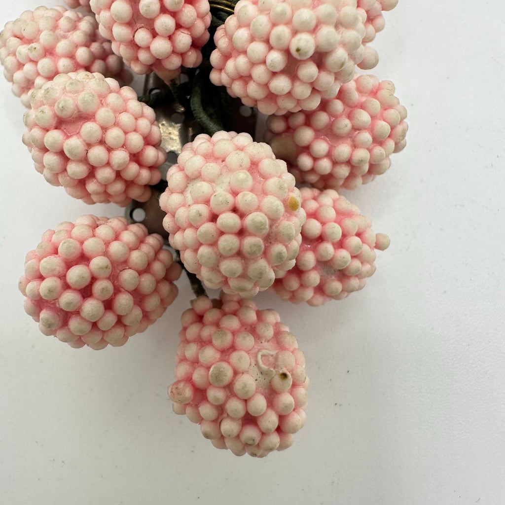 Miriam Haskell antique 1930s pink celluloid clusters beads beaded brooch