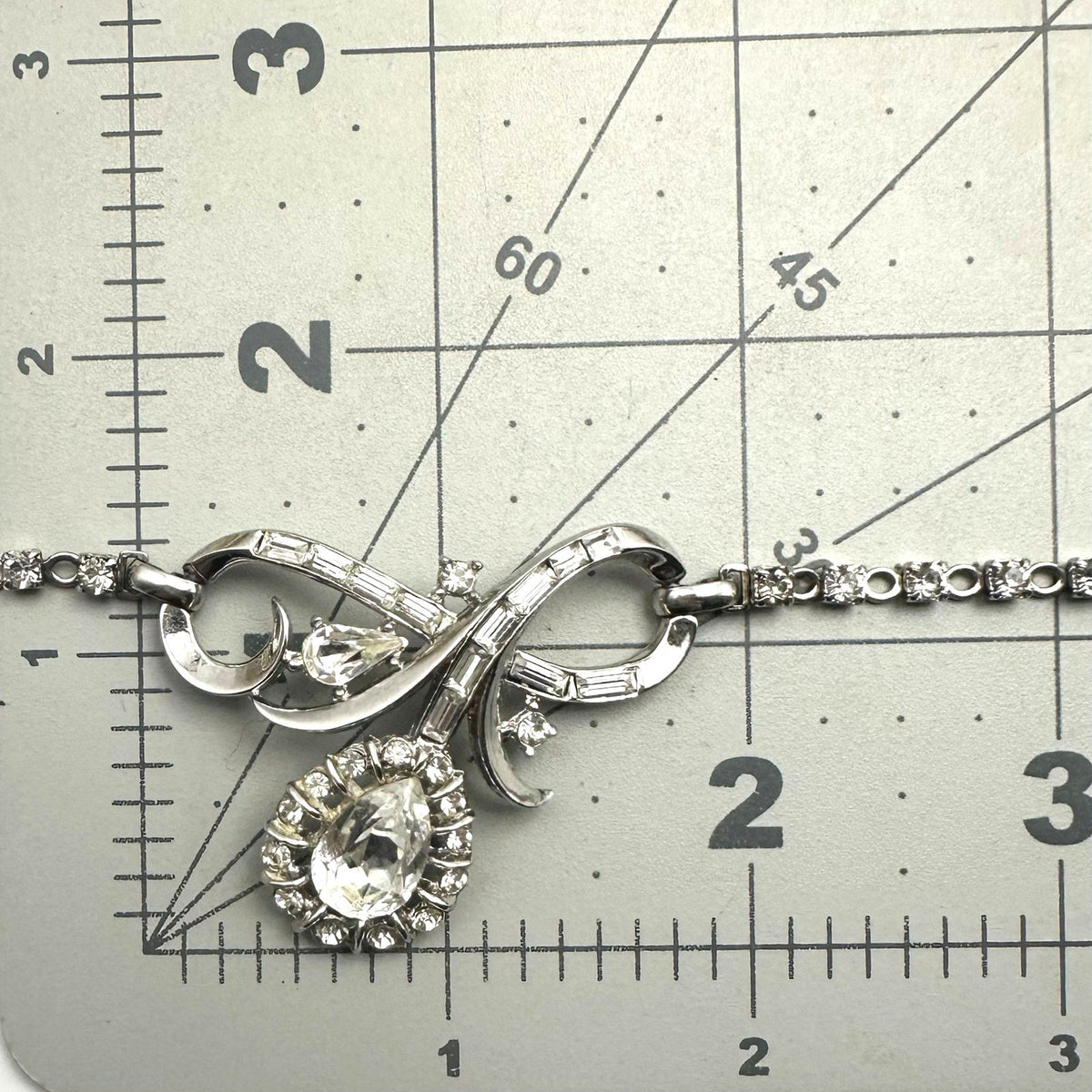 Trifari Alfred Philippe 1952 vintage silver tone clear rhinestones necklace