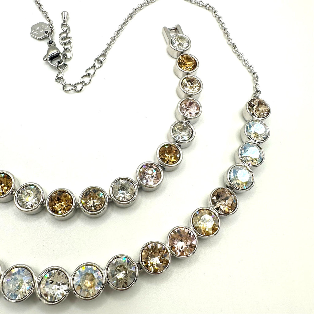 Touchstone Swarovski silver tone Austrian crystals necklace bracelet set