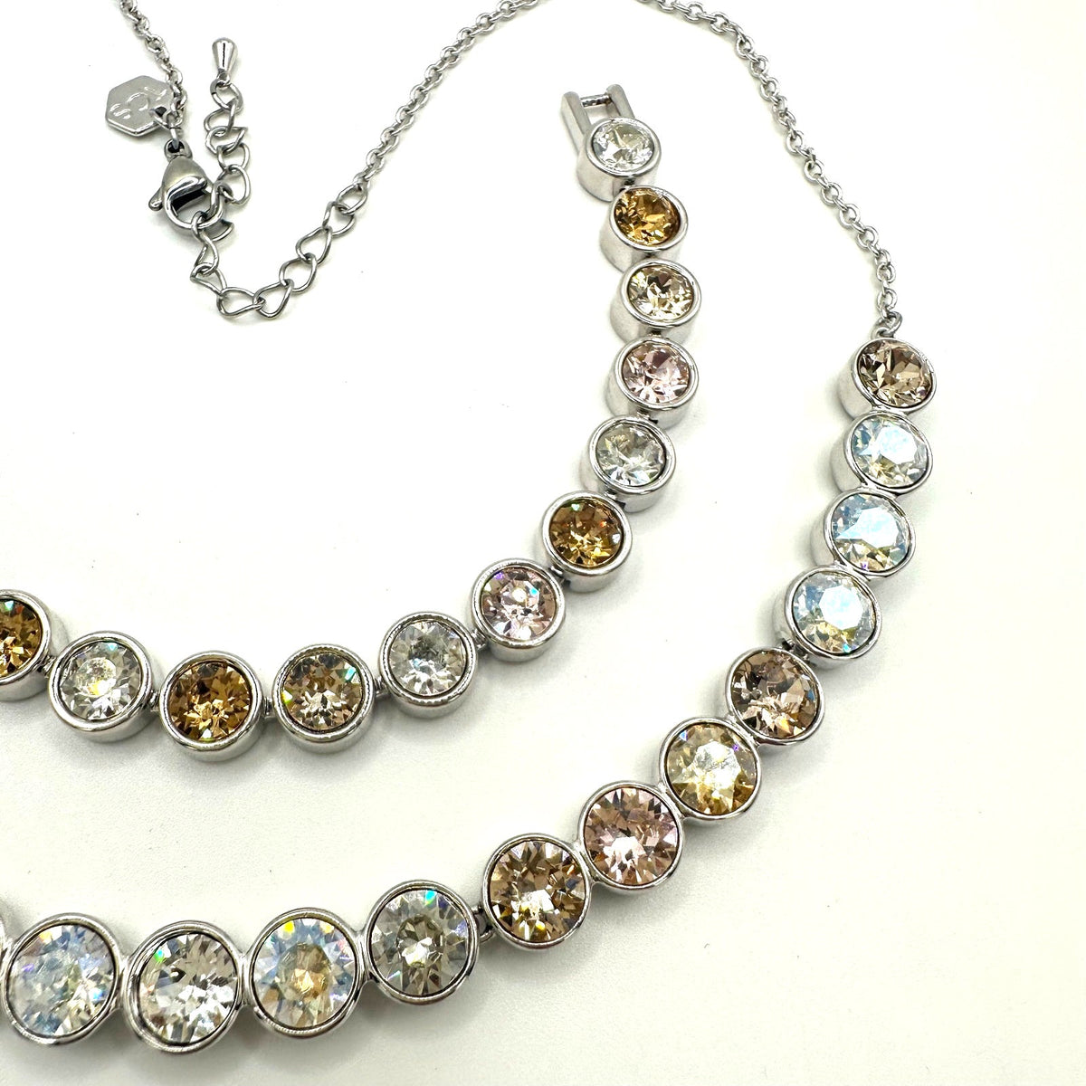 Touchstone Swarovski silver tone Austrian crystals necklace bracelet set
