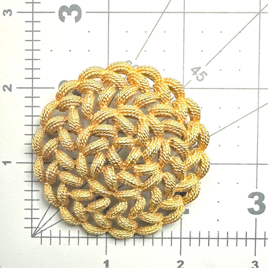 Monet vintage gold tone twisted rope round circle circular domed 3D brooch