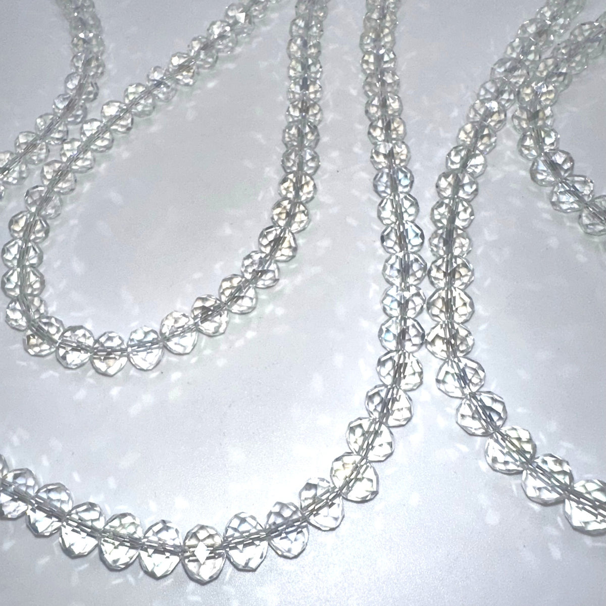 Shay Lowe clear faceted crystal glass beads beaded extra long 61” necklace