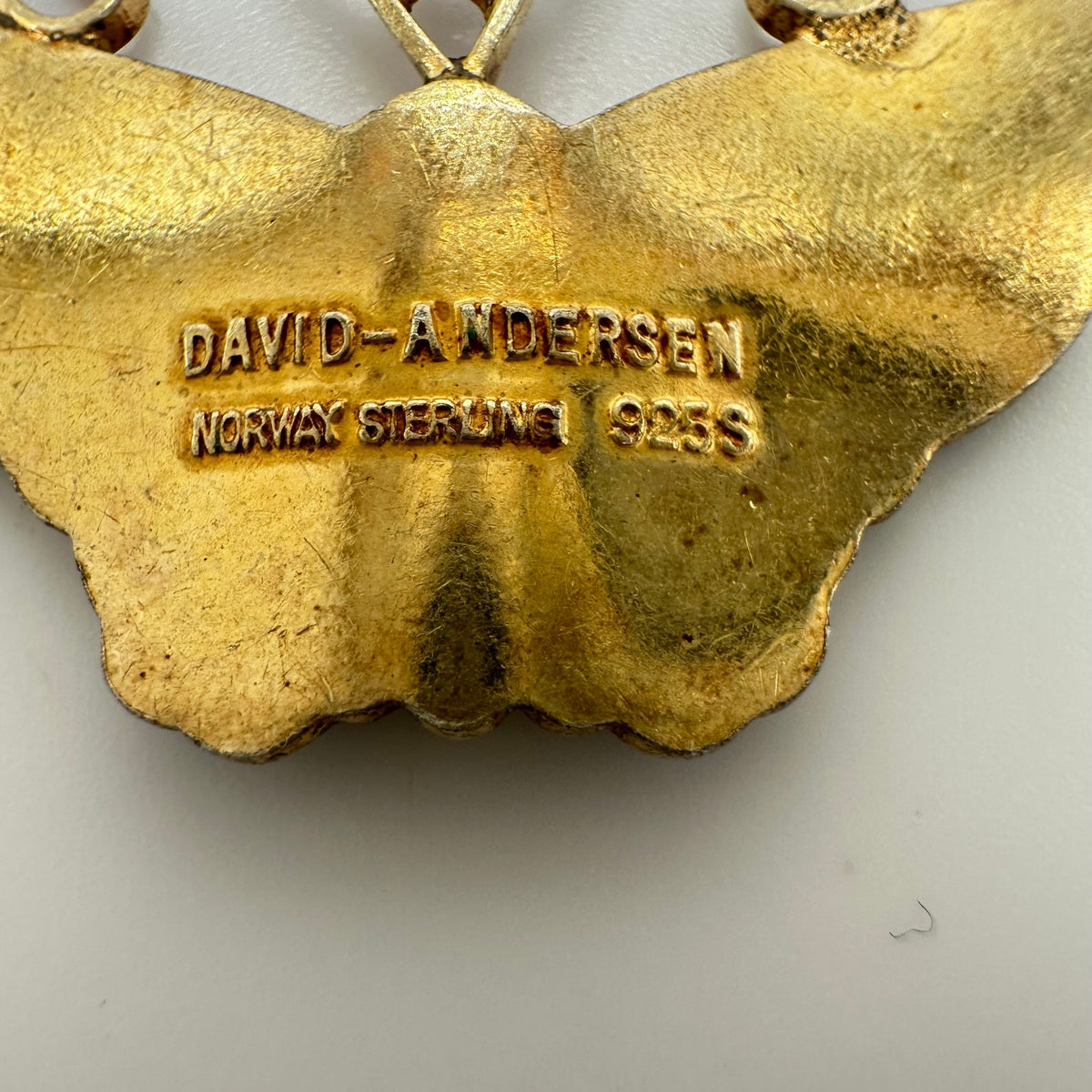 David Andersen Norwegian sterling silver gold vermeil enamel butterfly pendant