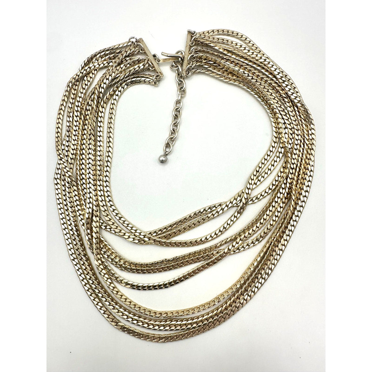 Western Germany signed vintage gold tone 10 multi strand chains necklace
