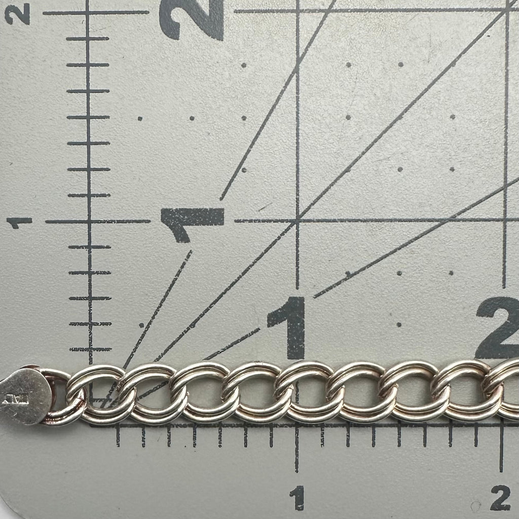 925 sterling silver double curb link chain starter charm unisex bracelet 7.88"