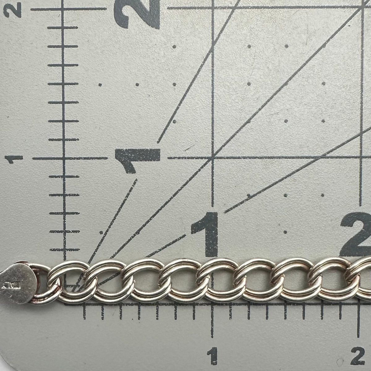 925 sterling silver double curb link chain starter charm unisex bracelet 7.88"