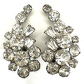1940s vintage silver tone clear glass rhinestones crawler clip on earrings