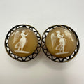 Antique Victorian 1800s solid 10kt & gold filled carved shell cameo cufflinks