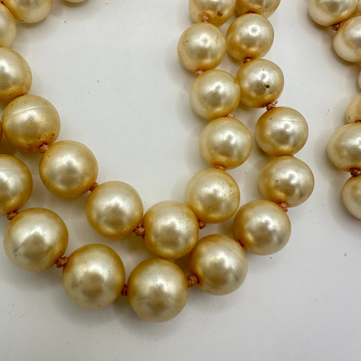 Vintage antique high quality plastic faux pearls extra long 60” beaded necklace