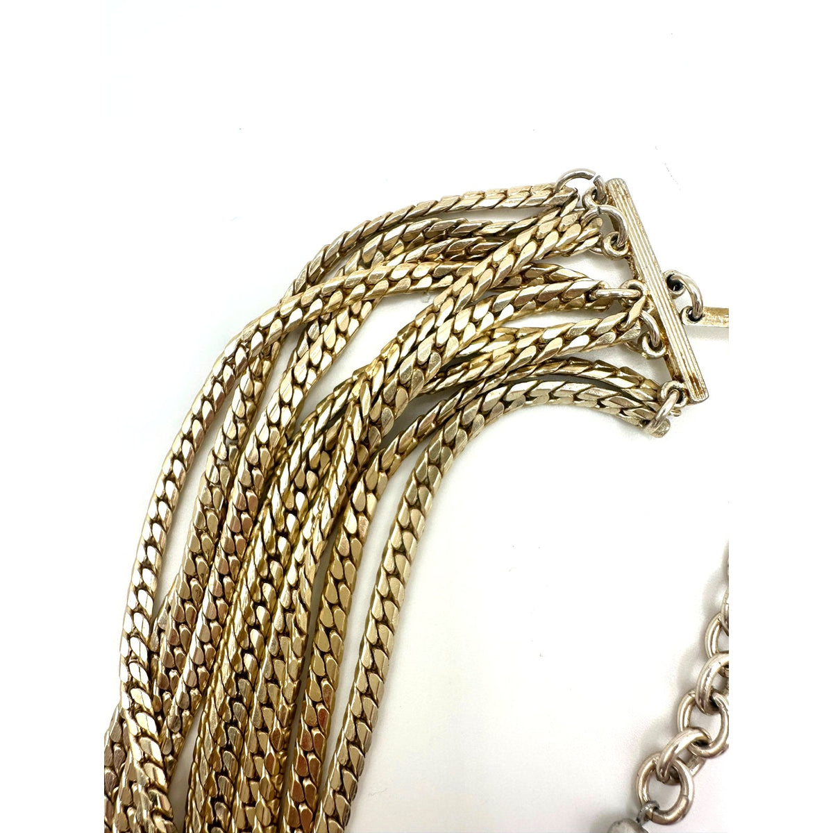 Western Germany signed vintage gold tone 10 multi strand chains necklace
