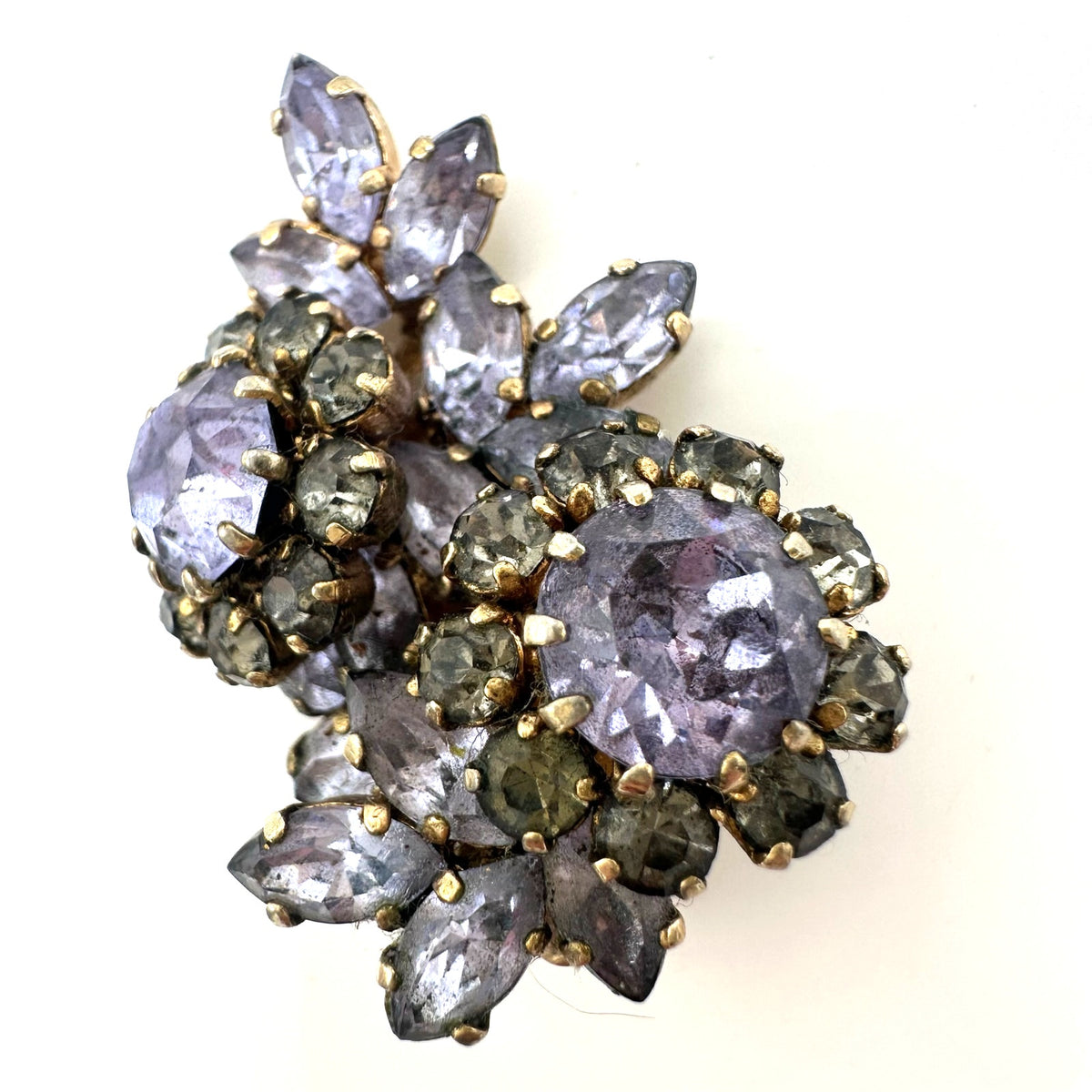Schoffel Austria SINGLE earring vintage purple blue alexandrite rhinestones