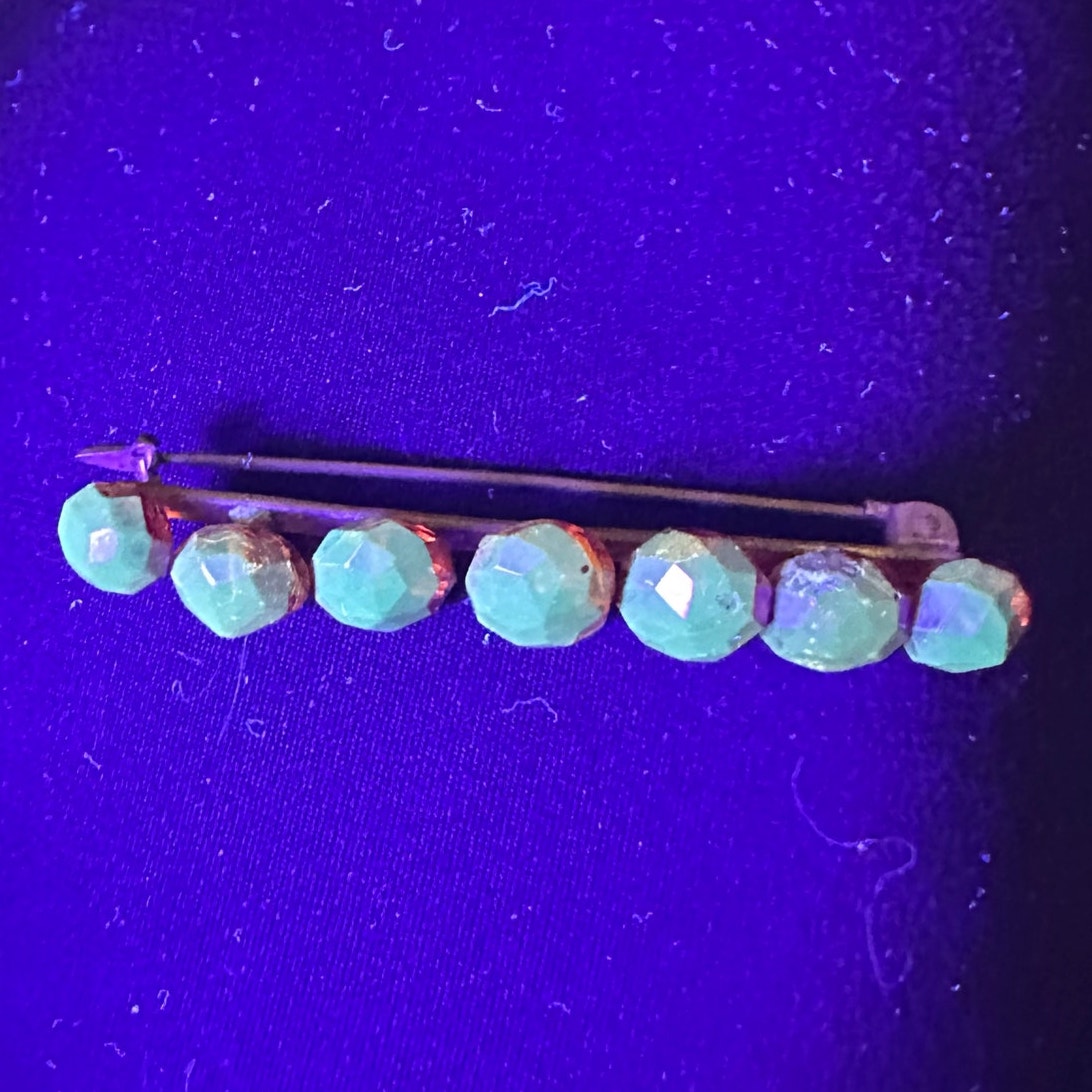 Antique Victorian 1800s genuine faceted Baltic amber beads bar pin brooch