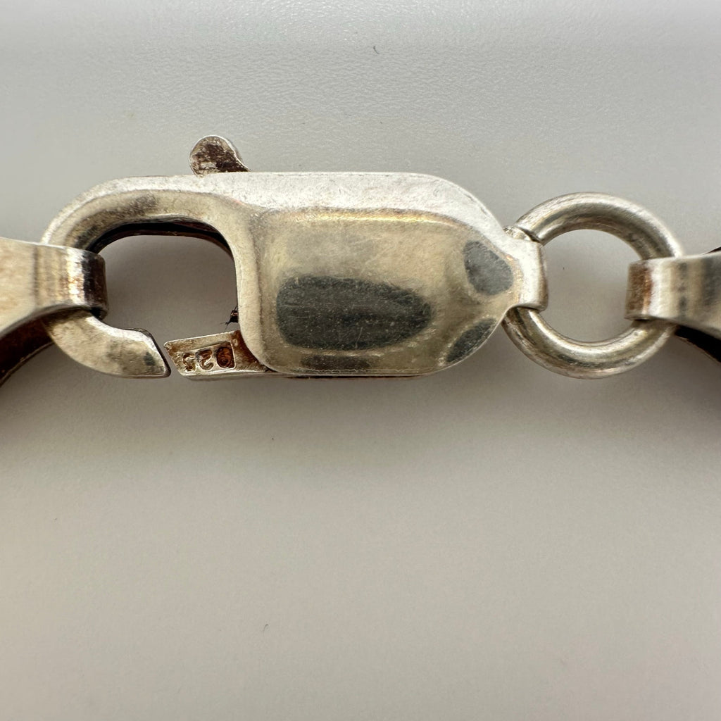 925 sterling silver double curb link chain starter charm unisex bracelet 7.88"
