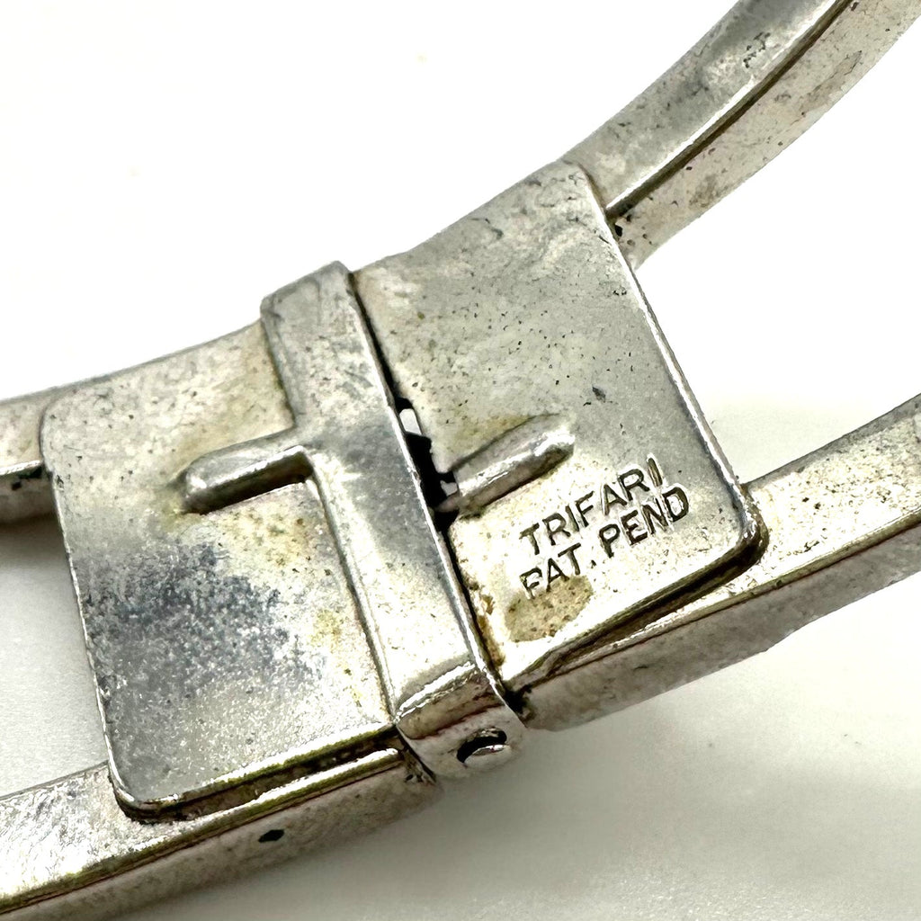 Trifari 1949 Alfred Philippe silver tone rhinestones clamper bangle bracelet