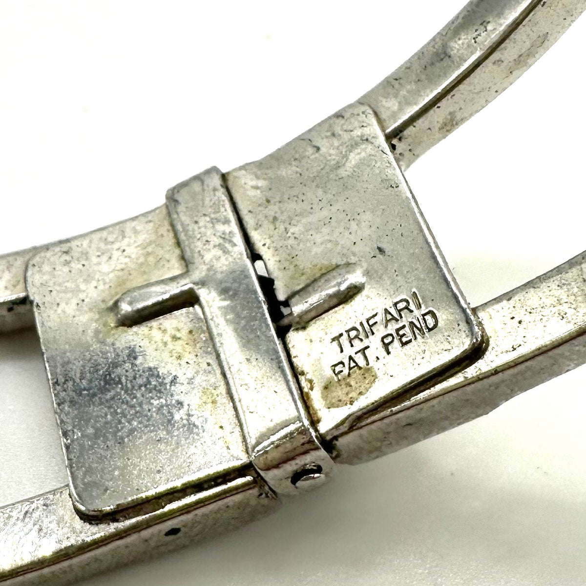 Trifari 1949 Alfred Philippe silver tone rhinestones clamper bangle bracelet