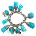 Vintage 1960s silver tone double cable link light blue lucite charms bracelet