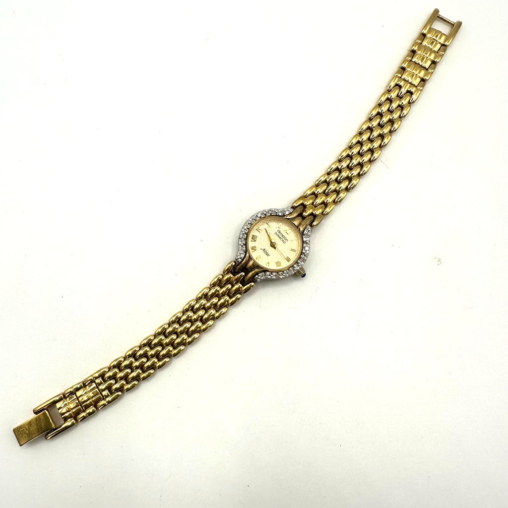 Armitron real diamonds Quartz gold tone round 20.5mm dial stainless steel watch