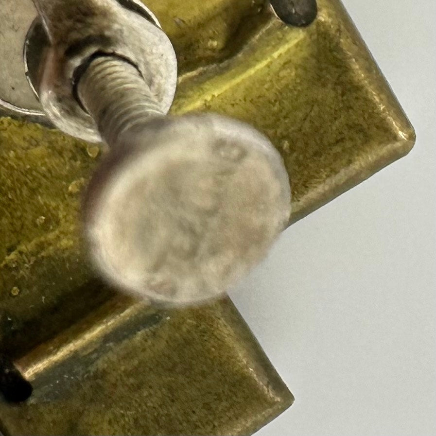 Antique Art Deco 1920s brass Czech glass sterling silver screw back earrings