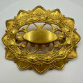 Antique 1900s Arts & Crafts gold gilt brass oval sunburst sash pin brooch