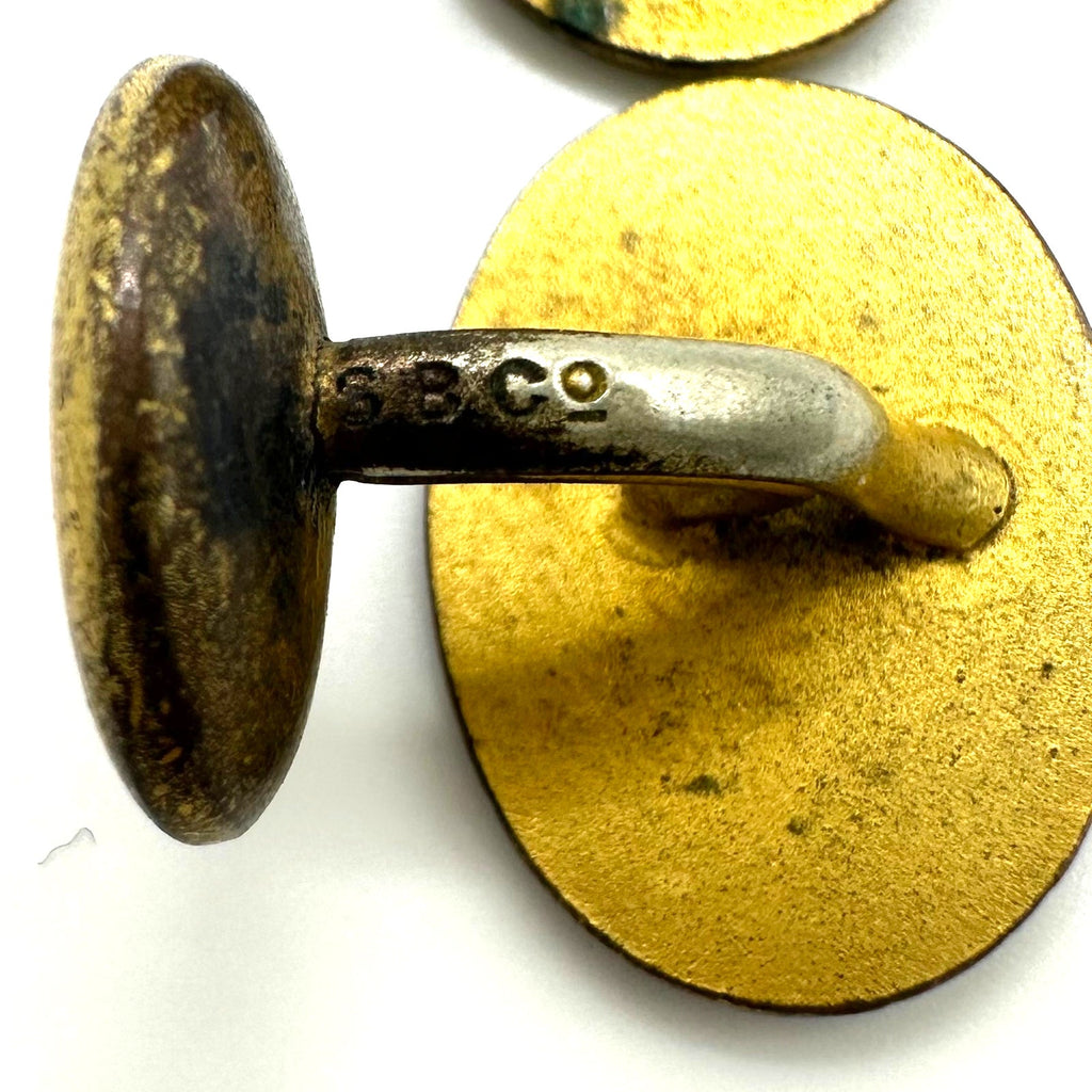 SBCo antique Edwardian Art Deco gold gilt black red cloisonne enamel cufflinks