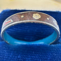 Vintage handmade gold tone brown red cream cloisonné enamel ring size 8.5