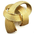 Monet signed vintage gold tone twisted rope ribbon textured 3D brooch