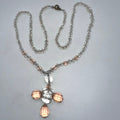 Antique Art Deco 1930s clear peach Czech glass beads beaded graduated necklace