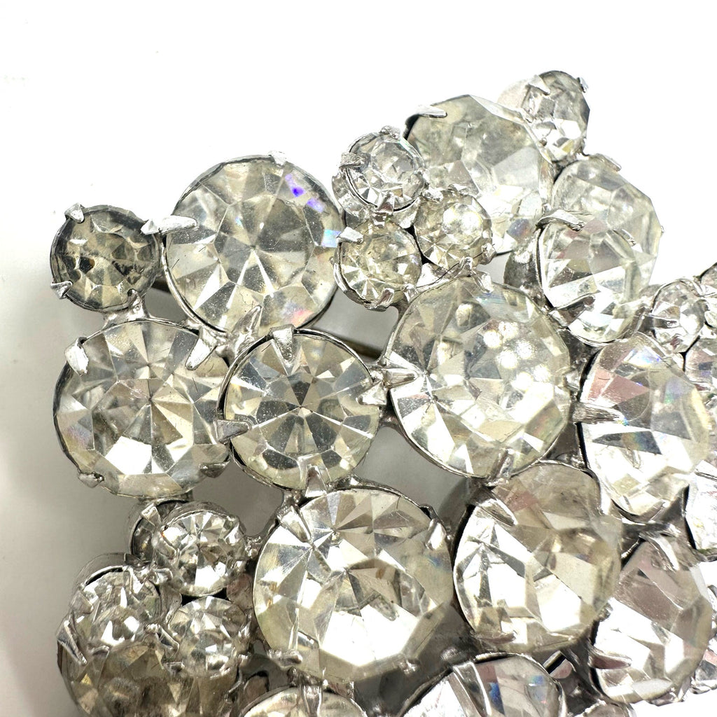 Juliana 1960s vintage silver tone clear glass rhinestones large brooch