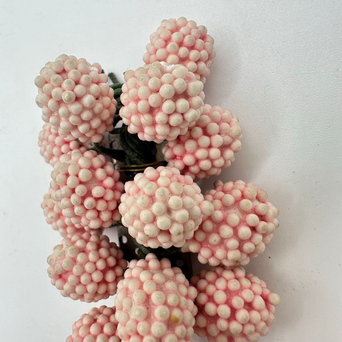 Miriam Haskell antique 1930s pink celluloid clusters beads beaded brooch