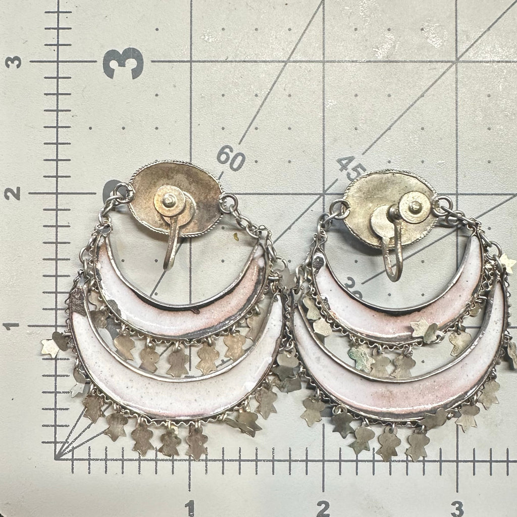 Antique vintage Perisan 800 silver handpainted Minakari screw back earrings