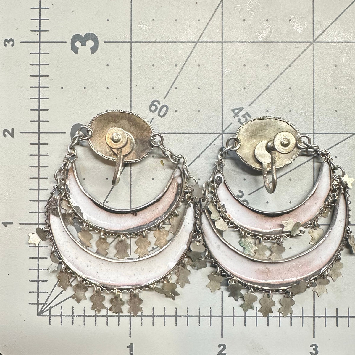 Antique vintage Perisan 800 silver handpainted Minakari screw back earrings