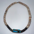 Native American Santo Domingo vintage sterling heishi turquoise beaded necklace