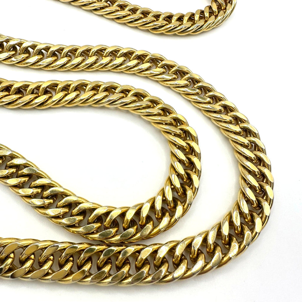 Vintage gold plated extra long 36" heavy 193g curb link unisex chain necklace
