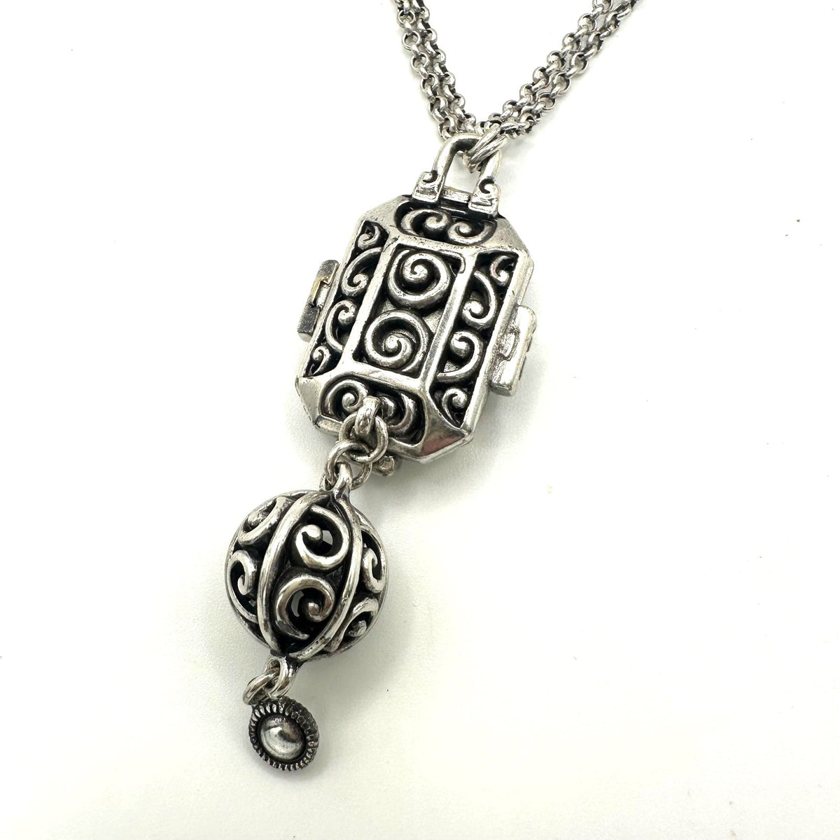 Brighton Compassionate Crystal silver plated double chain pendant necklace