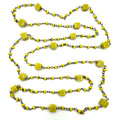 Antique Art Deco Czech yellow art cadmium glass beads beaded brass 41" necklace